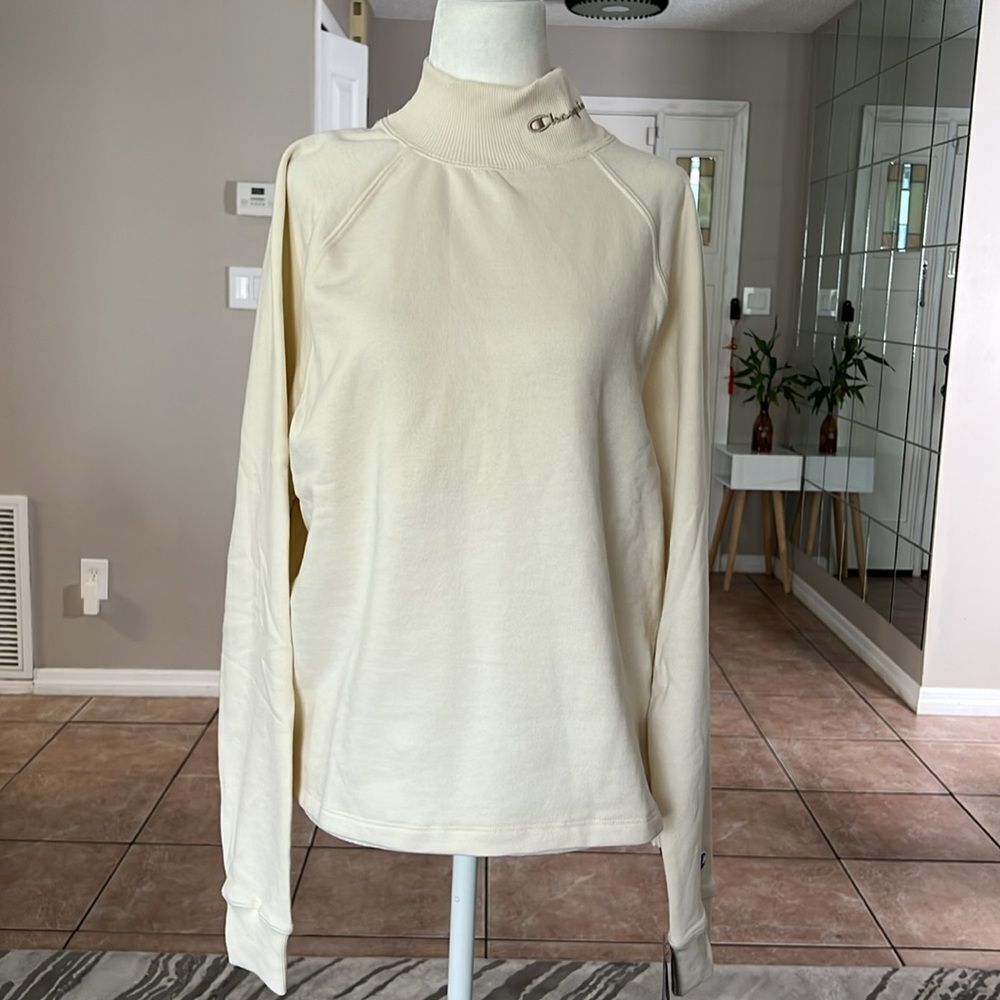 Champion Women’s Mock Neck Cream Sweatshirt